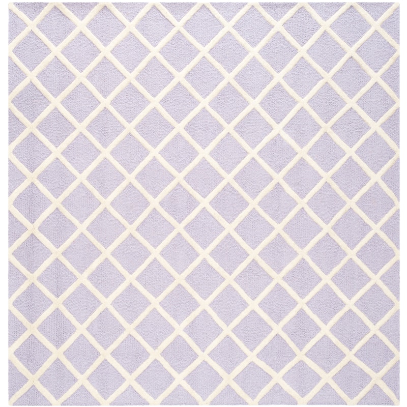 SAFAVIEH, Handmade Cambridge Siire Moroccan Trellis Wool Rug - 6' Square - Lavander/Ivory