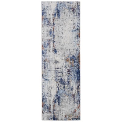 Xuxe Power Loomed Distressed Abstract Stain Resistant Area Rug By HomeRoots - 8' Runner