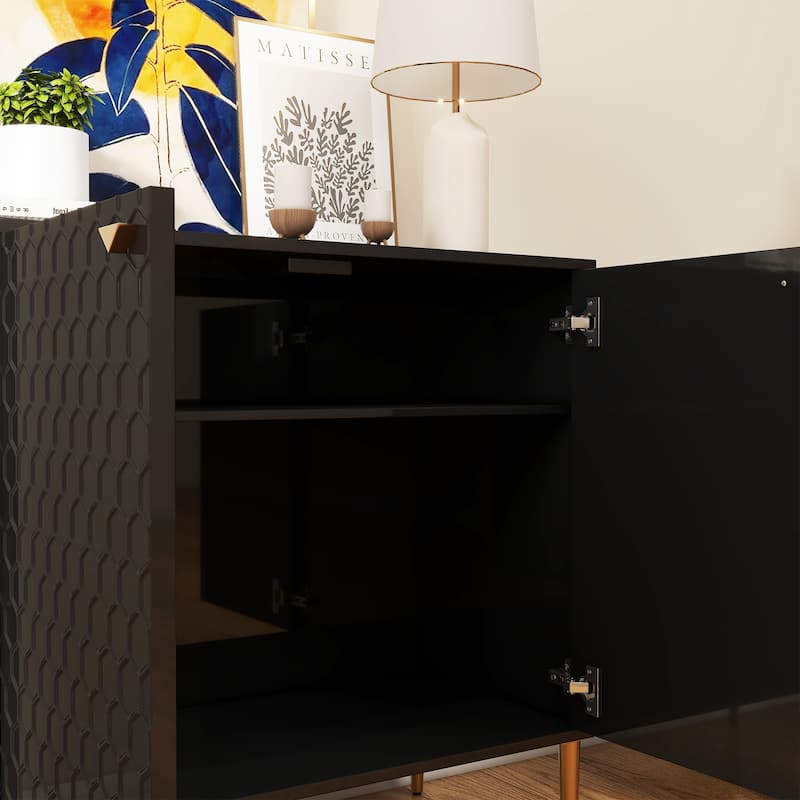 Hexagonal Pattern 2-door Storage Cabinet Buffet Cabinet Sideboard