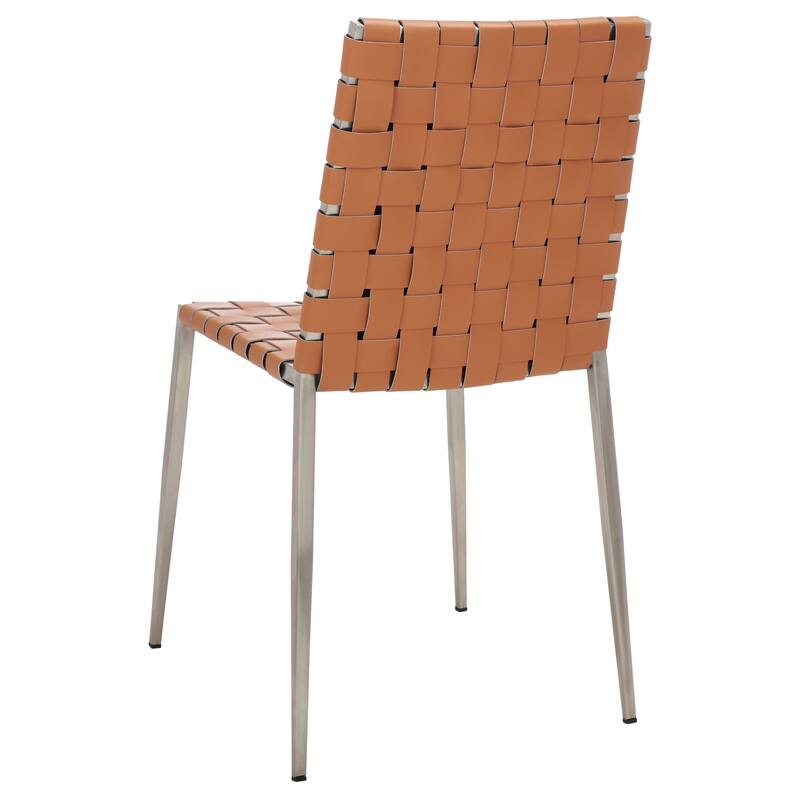 SAFAVIEH Monnie Woven Leather Dining Chair (Set of 2) - 15.8" W x 19.8" L x 33.5" H - 16Wx20Dx34H