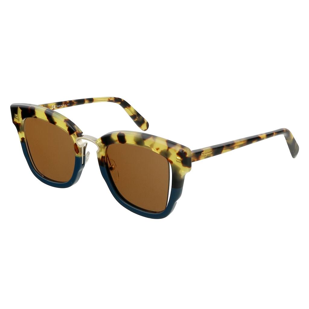 Salvatore Ferragamo SF886S 287 Tokyo Havana/Blue Square Sunglasses for Womens