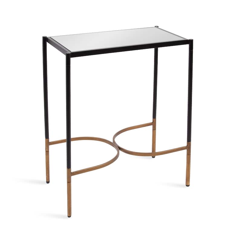 Kate and Laurel Catriona Side Table Mirror and Metal - 11x19x24 - Black