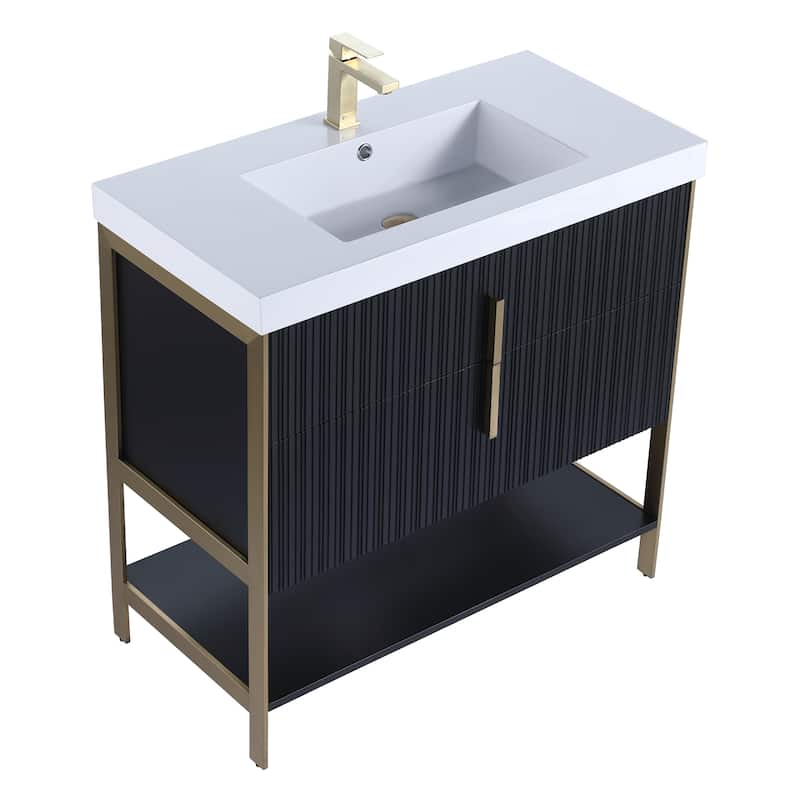 Fine Fixtures Serenity Modern Bathroom Vanity with White Gel Acrylic Top