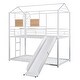preview thumbnail 6 of 15, White Twin Over Twin Metal Bunk Bed with Playhouse Design