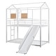 preview thumbnail 6 of 15, White Twin over Twin Size Metal House Bunk Bed With Slide for Kids, Teens, Girls, Boys