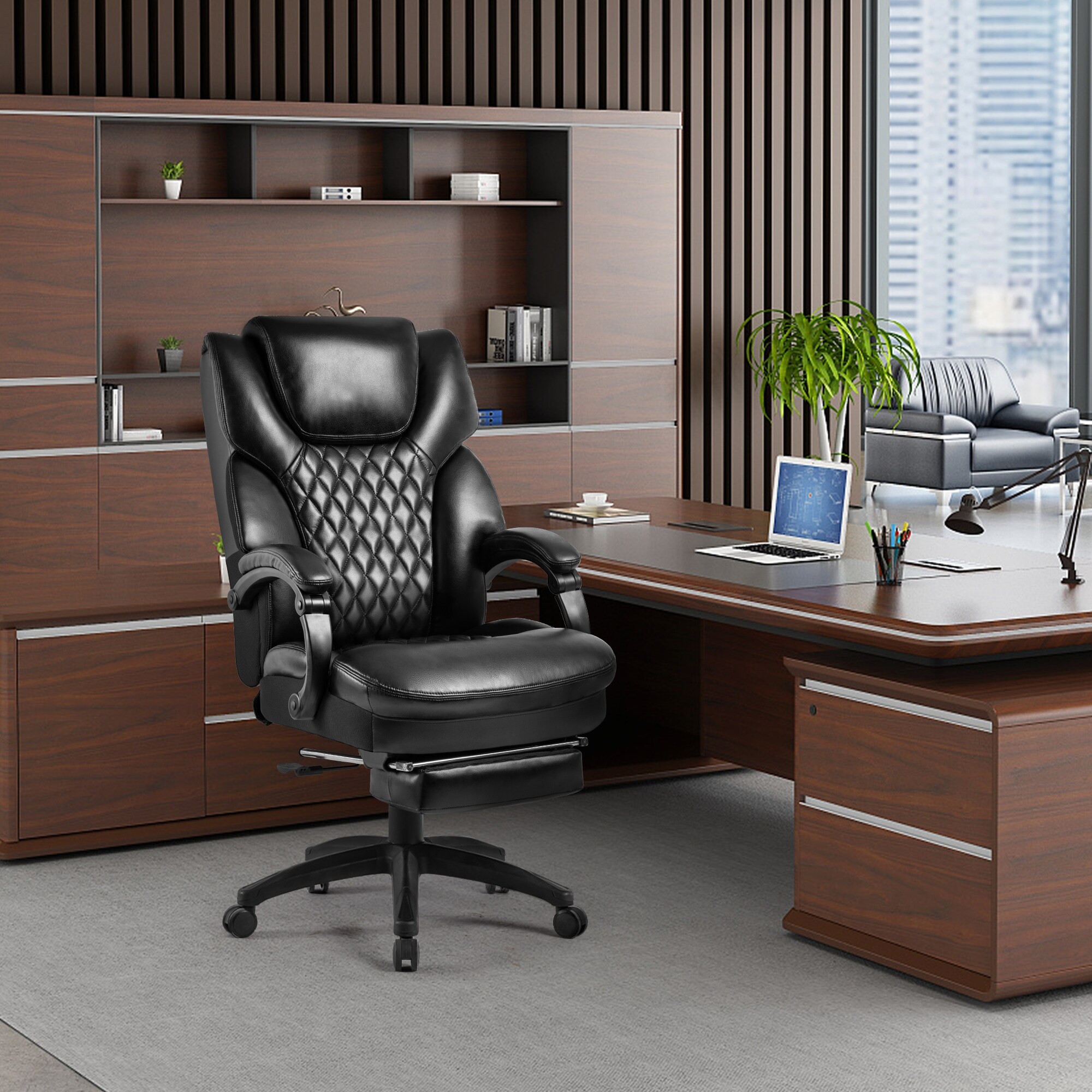Big and Tall Office Chair 400lbs-Heavy Duty Executive Desk Chair with Extra  Wide Seat, High Back Ergonomic Leather Computer Chair with Tilt