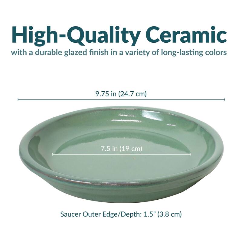 Sunnydaze Set of 2 Glazed Ceramic Planter Saucers - 9"