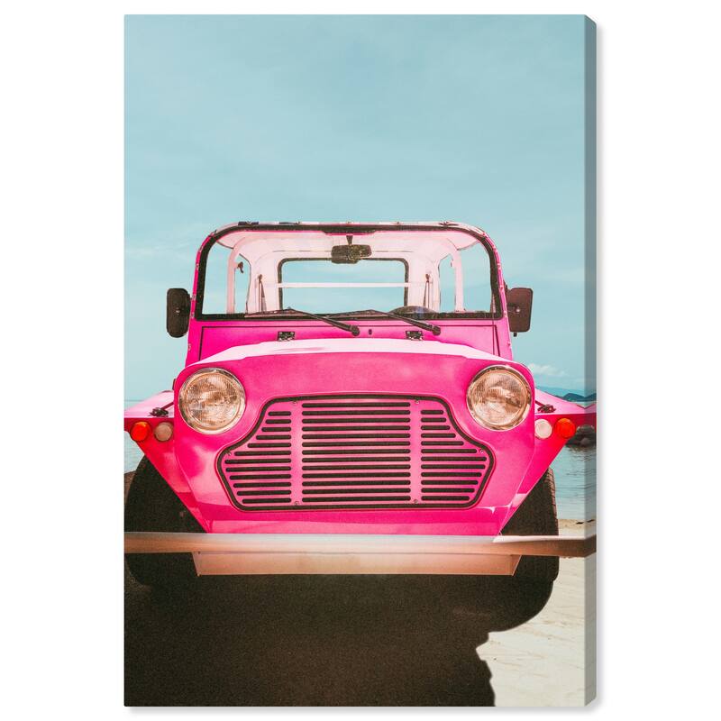 Wynwood Studio Canvas Transportation The Adventure Car Pink and Neon Pink Modern & Contemporary Wall Art Canvas Print