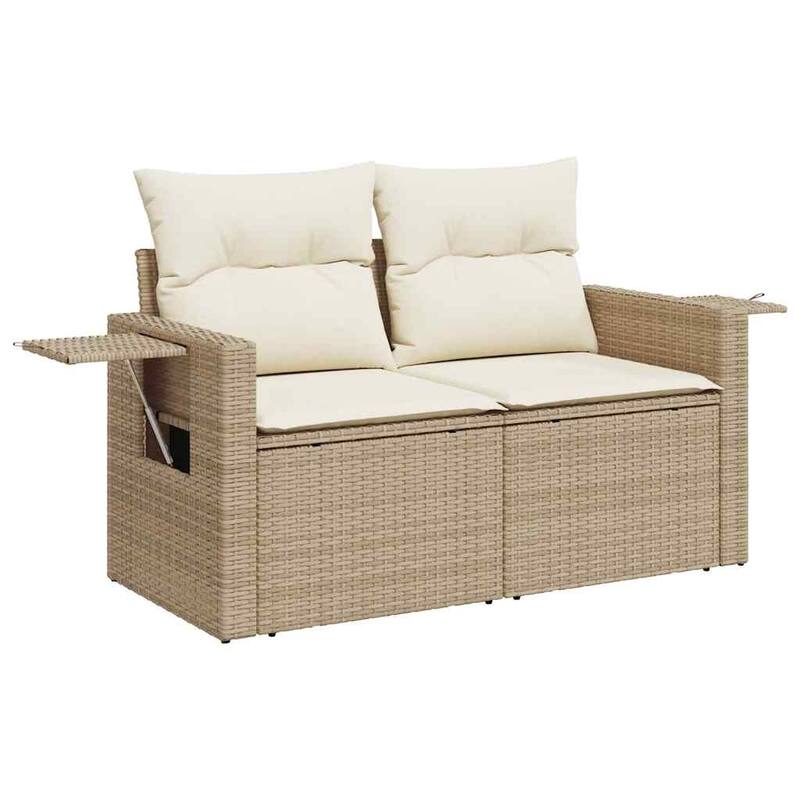 vidaXL Patio Sofa Set with Cushions Outdoor Furniture 8 Piece Poly Rattan - 21.7 x 39.4 x 28.7 in