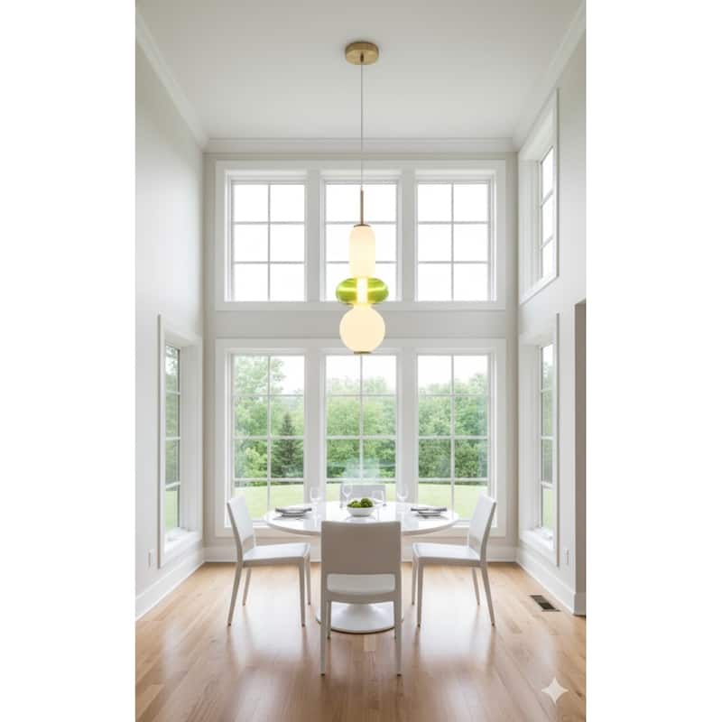 Gold Metal LED Pendant With Glass Shade