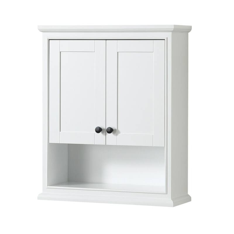 Wyndham Collection Deborah 30" Wood Wall Mounted Bathroom Cabinet - White / Matte Black Hardware