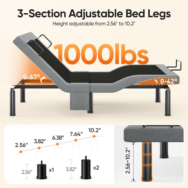 Queen Size Zero Gravity Adjustable Bed Frame with Wireless Remote