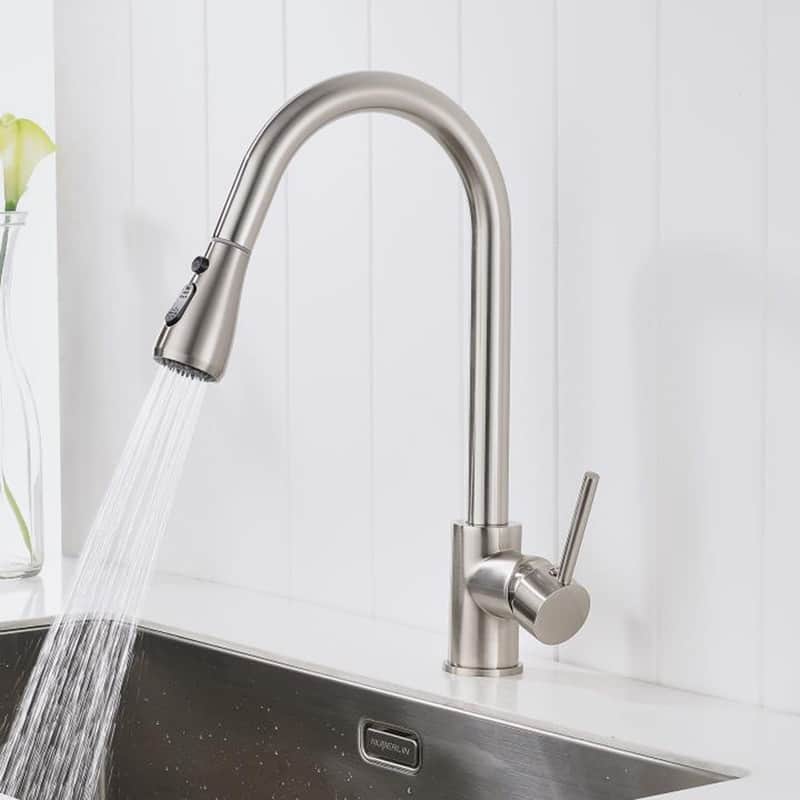 Kitchen Sink Faucets with Pull Down Sprayer Single Handle One Hole
