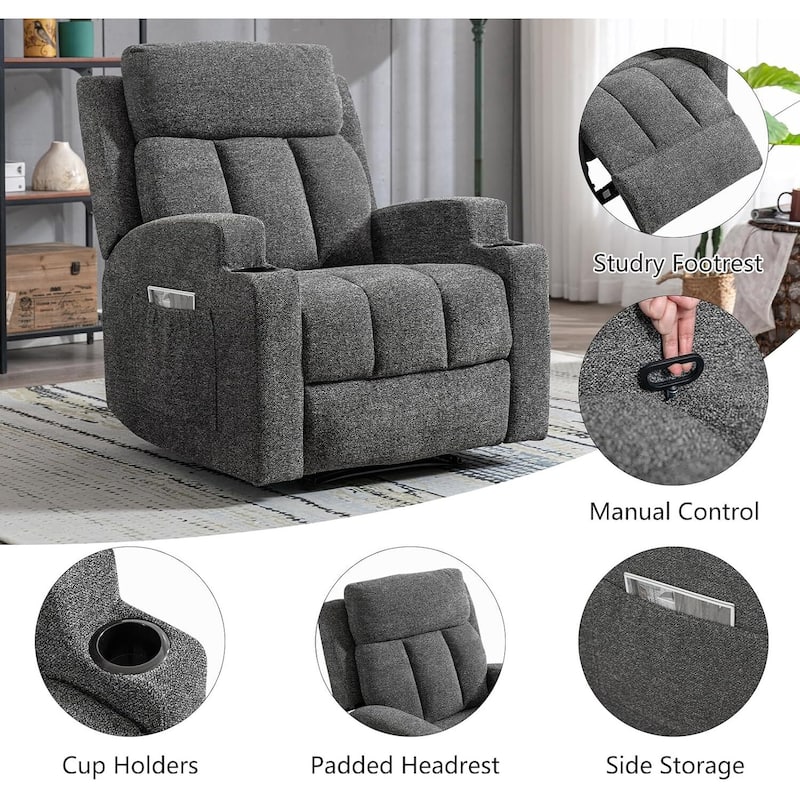 Recliner Sofa for Living Room, Extra Wide Modern Overstuffed 1/2/3 Seat Reclining Manual Sofa Chair