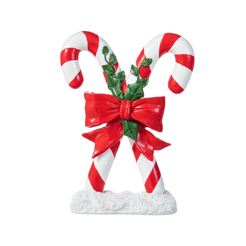 Glitzhome 10"H Christmas Resin Candy Cane Table Decor