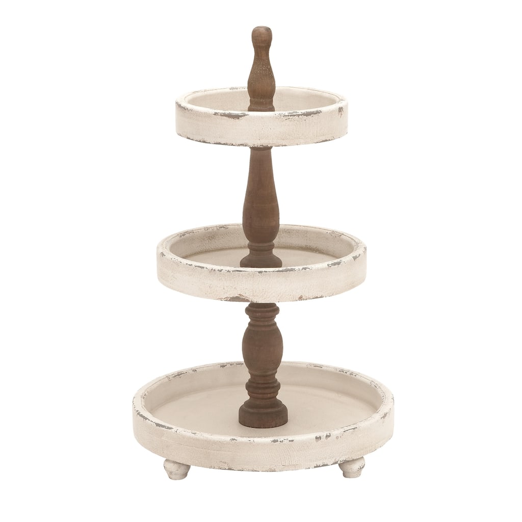 Wood 3 Level Tiered Server - White - Roche River Decor