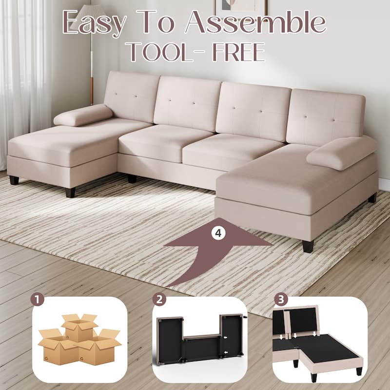 106'' Sectional Sofa with Thick Cushions for Living Room