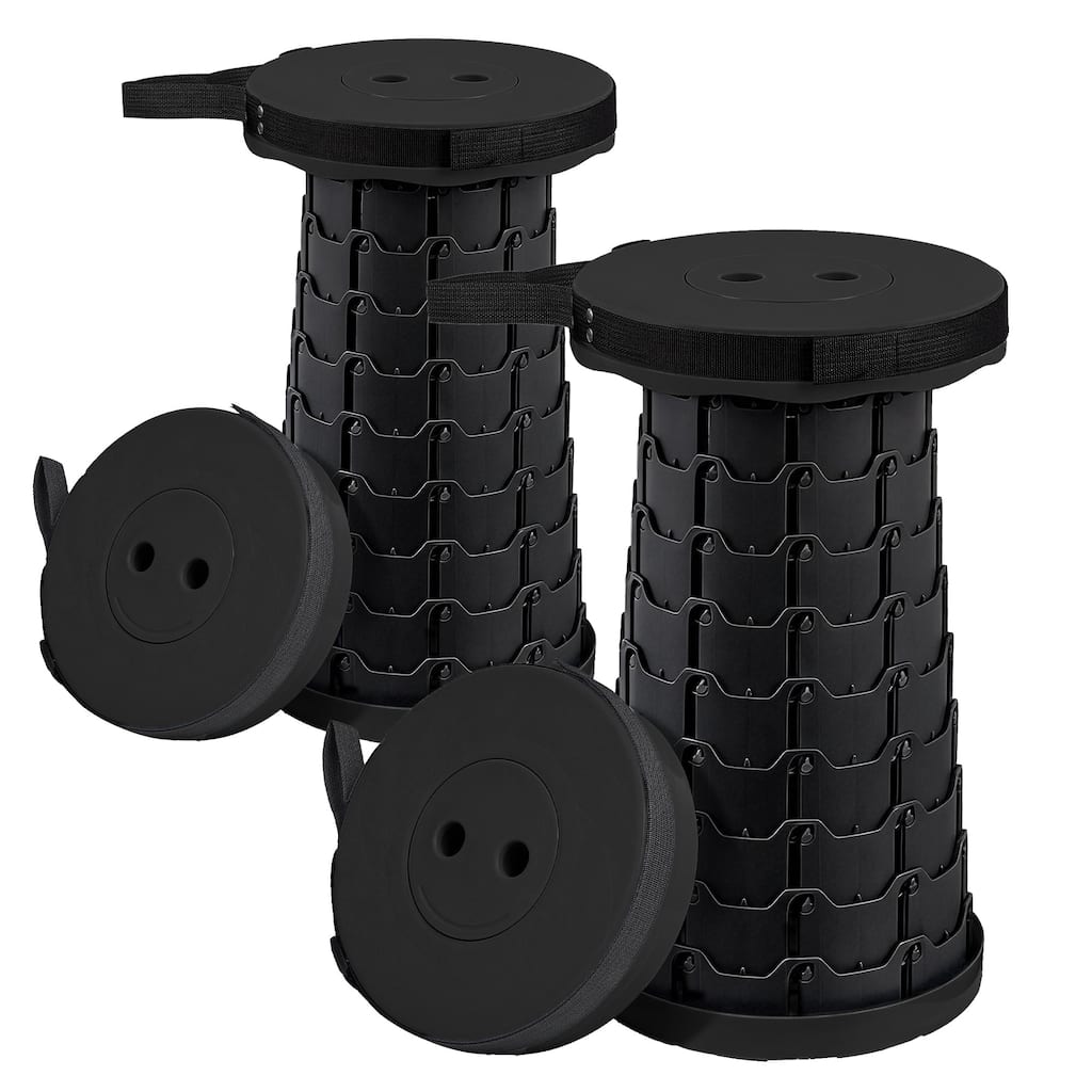 Javlergo Set of 1 or 2 Portable Telescopic Stool Adjustable Height Camping Chair Outdoor Indoor Use for Fishing Gardening BBQ