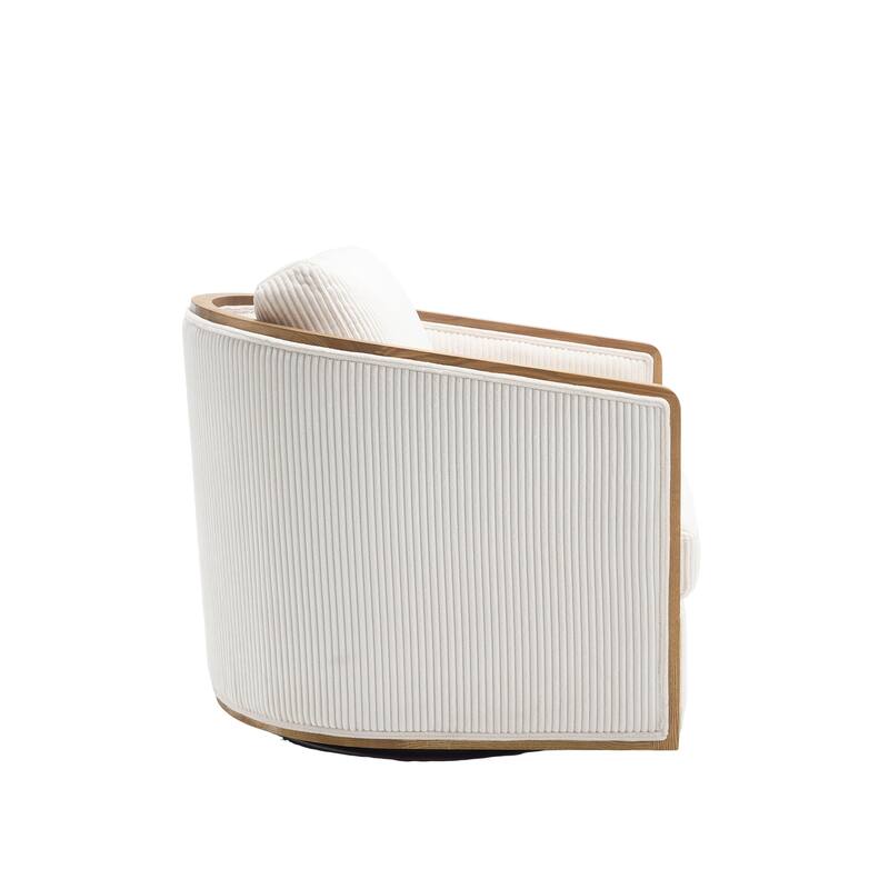 Accent Chair Sofa Chair with High-Density Foam and Curved Back, Degree Swivel Barrel Club Chair Lounge Chair