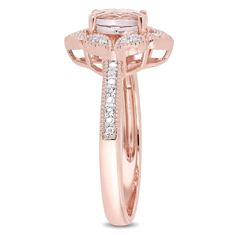 Miadora 14k Rose Gold Oval-cut Morganite & White Topaz Engagement Ring