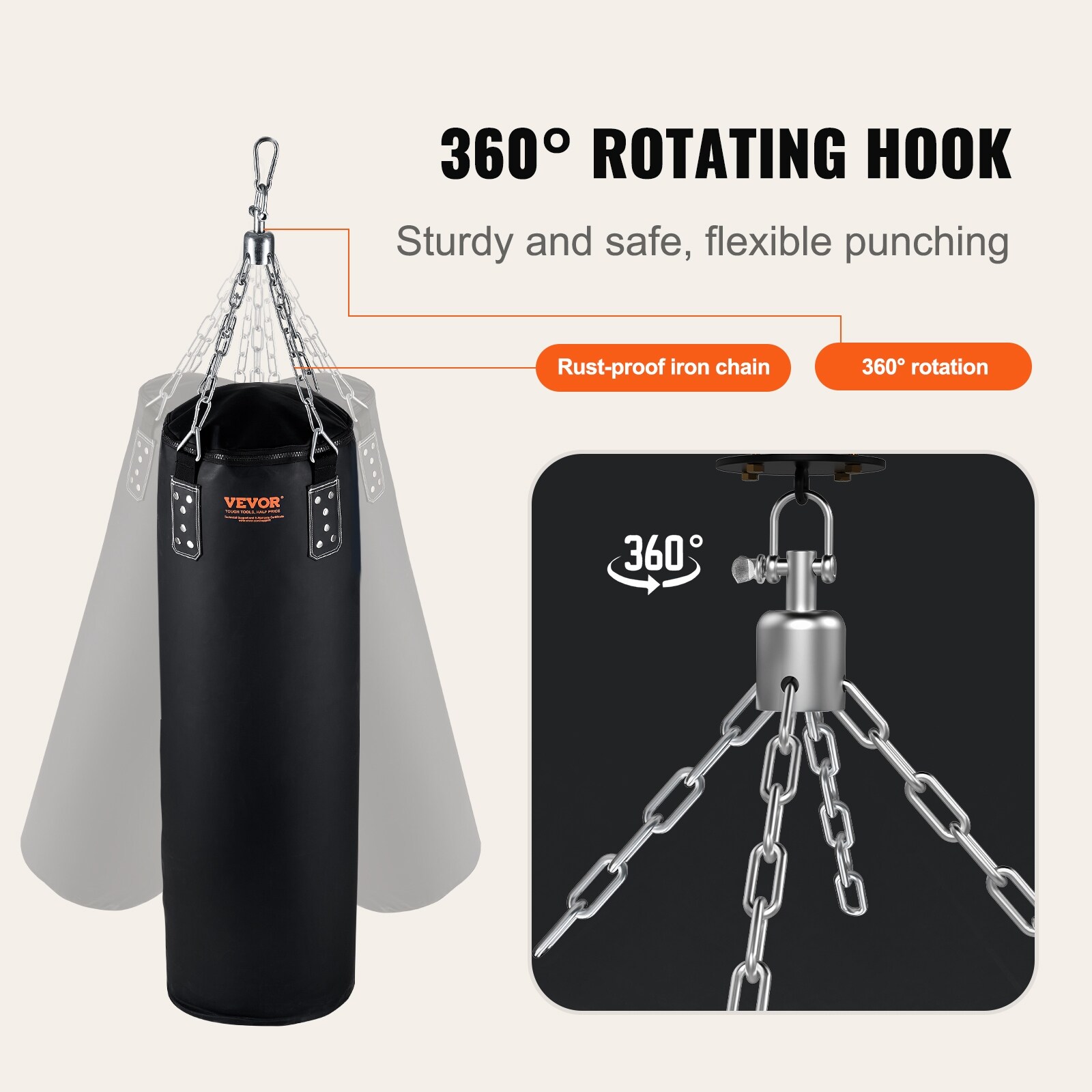 VEVOR Punching Bag for Adults 4ft Pvc Heavy Boxing Bag Set Punching Bag with Chains and Gloves Hanging Boxing Bag for Mma Karate Judo Muay Thai