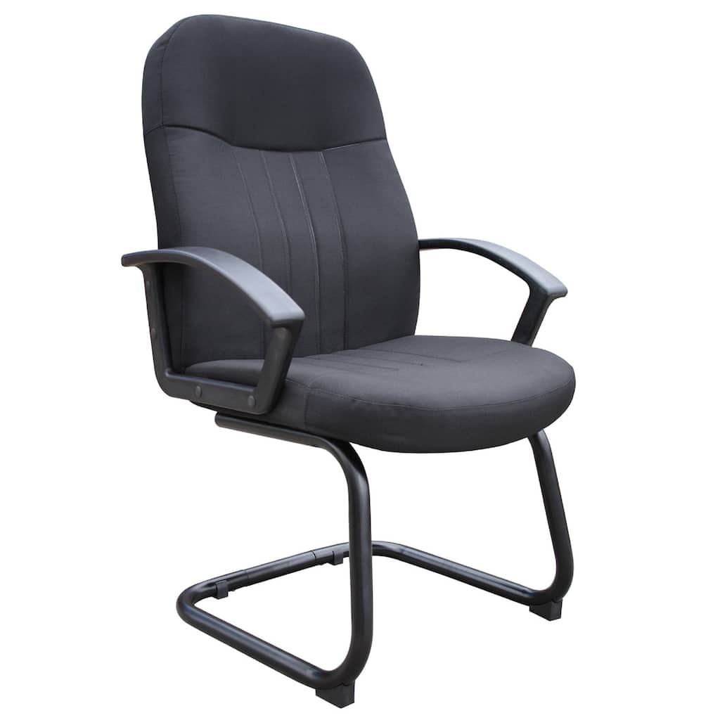 Qien Mid-Back Guest Chair, Steel Cantilever Base, Black Crepe Fabric
