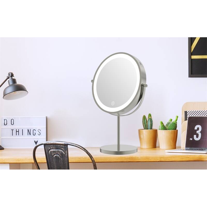 1X/10X 360 Rotation Makeup Mirror w/ Lights, 3 Color Lighting Dimmable