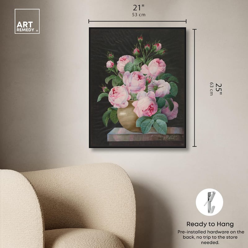 Pink Roses in a Vase Canvas by Art Remedy