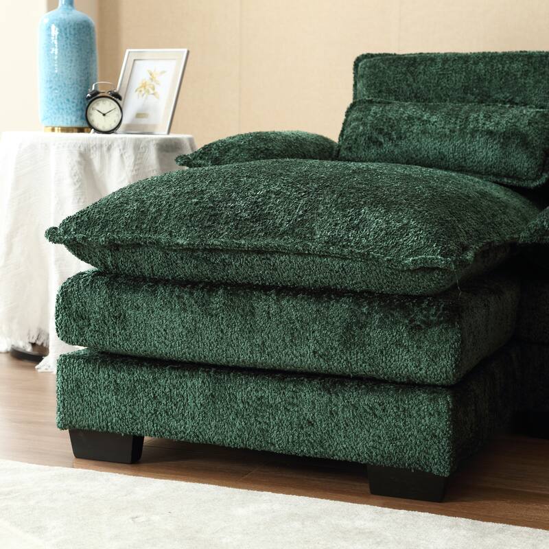 Modern Large U-Shape Sectional Sofa, Chenille Fabric, Memory Foam, Easy Assembly