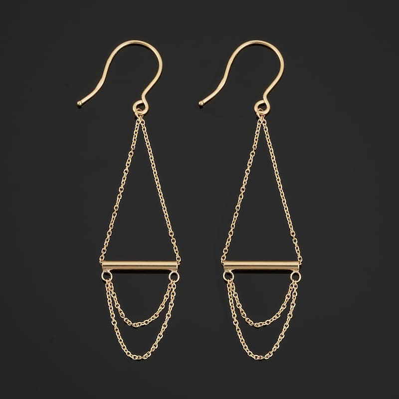 14k Yellow Gold Chandelier Hook Earrings