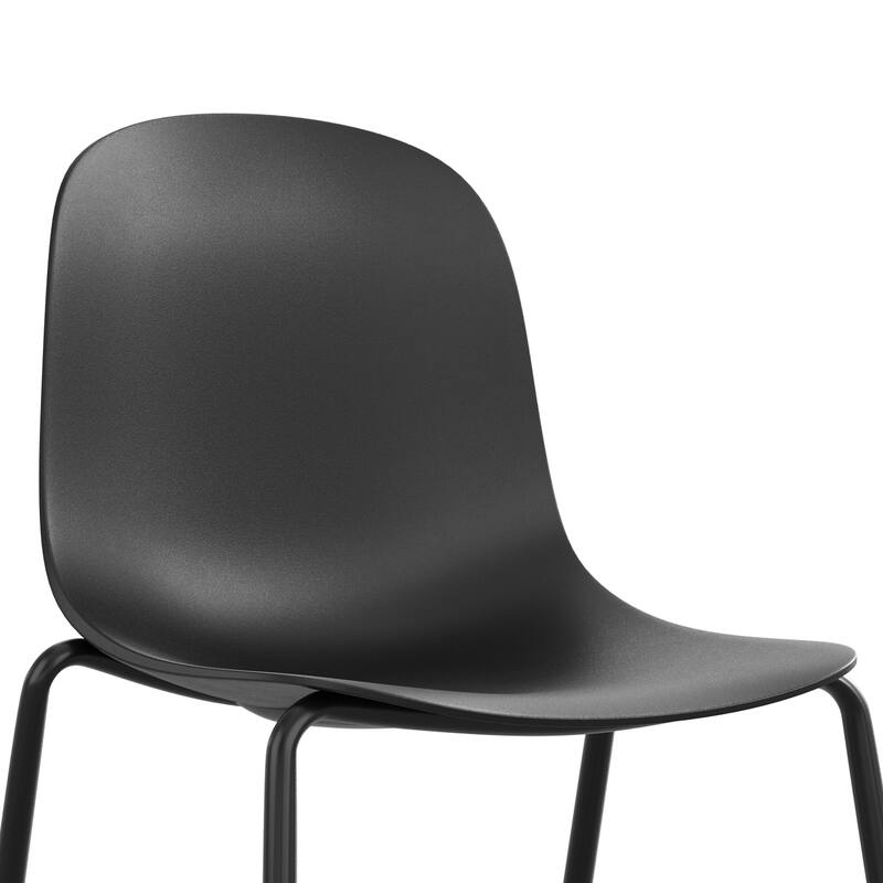 Modern Plastic Stackable Dining Chair Set of 4 with Metal Legs for Indoor or Outdoor