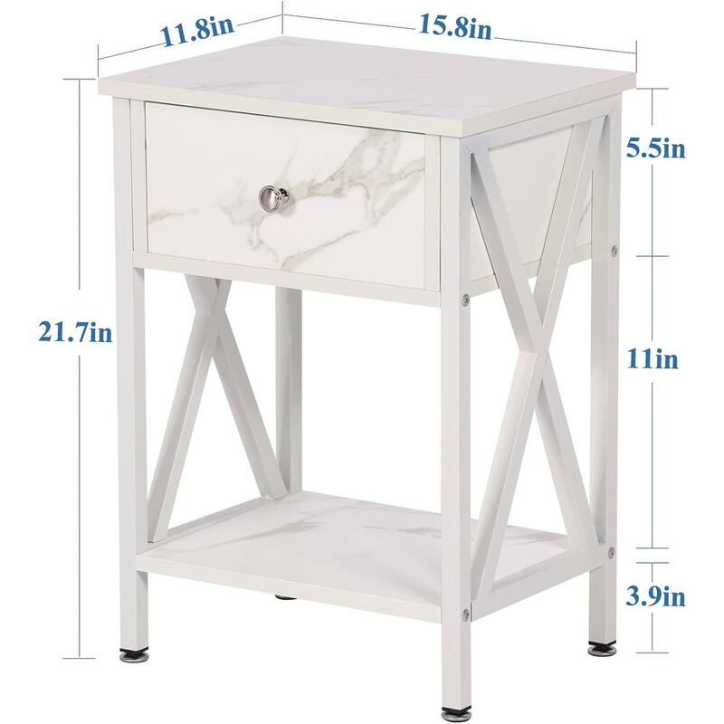 VECELO Mid Century Modern Nightstand with Storage Shelves, Set of 2 Nightstands, End Table/Side Table