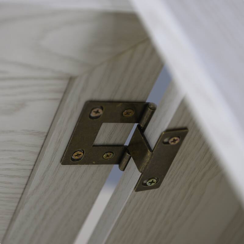 Sideboard Cabinet with 3 Mirrored Acrylic Doors, Multifunctional Wood Storage Cabinet, Accent Cabinet with Adjustable Shelves