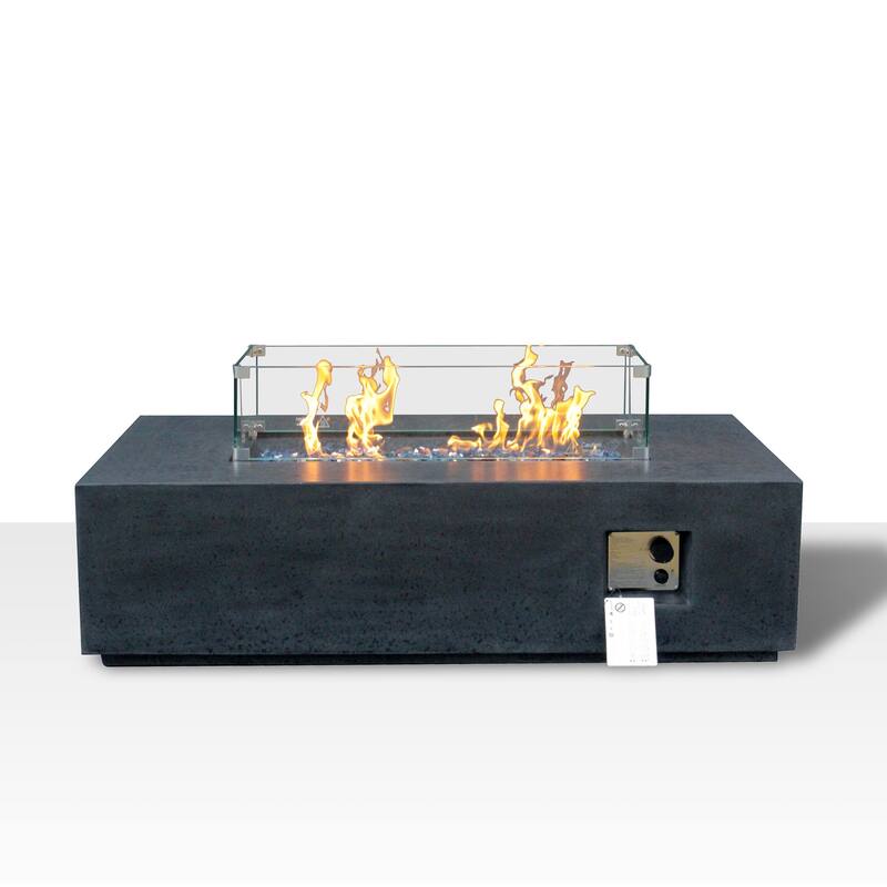 52 Inch Outdoor Concrete Propane gas rectangle Fire Pit table