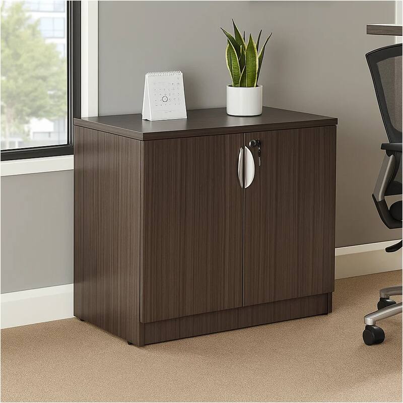 Doe Office Storage Cabinet with 2 Doors, Driftwood Gray, 31 Inch Wide