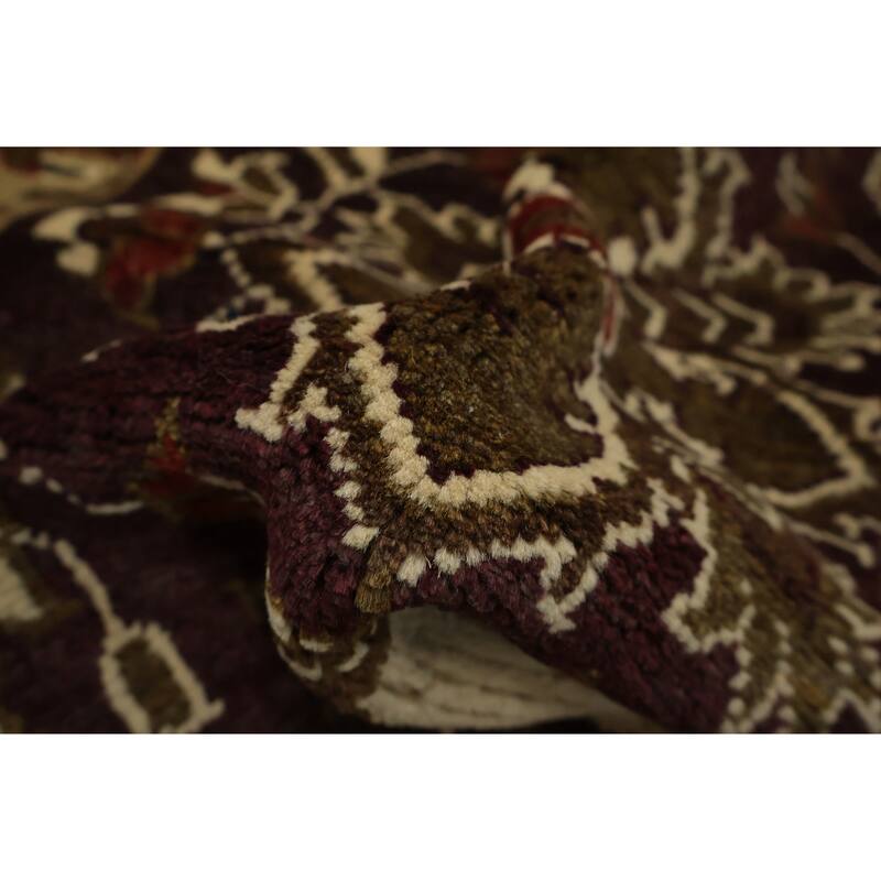 Hand Knotted Oriental 100% Wool Carpet Traditional All-Over Brown Peshawar Area Rug - 3' 1'' X 2' 0''