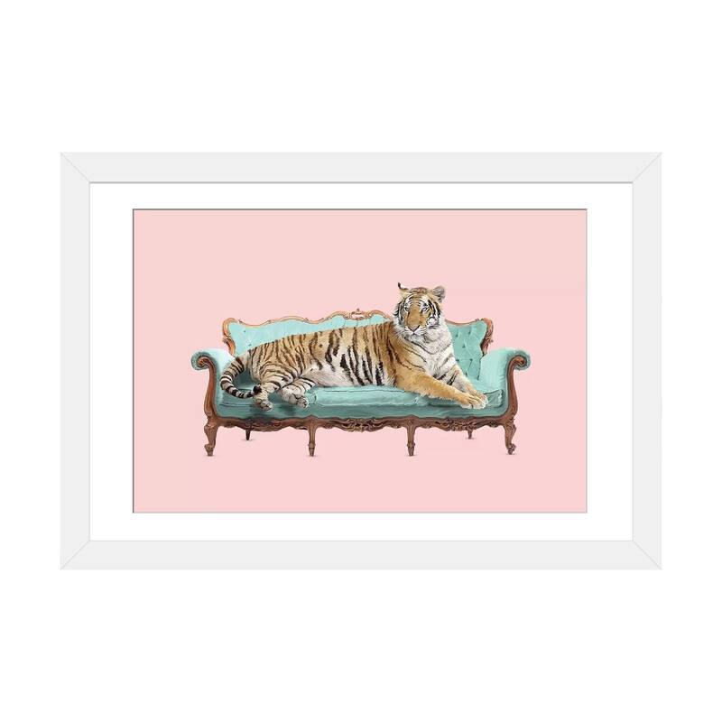 iCanvas "Lazy Tiger" by Robert Farkas - White - 16x24x1