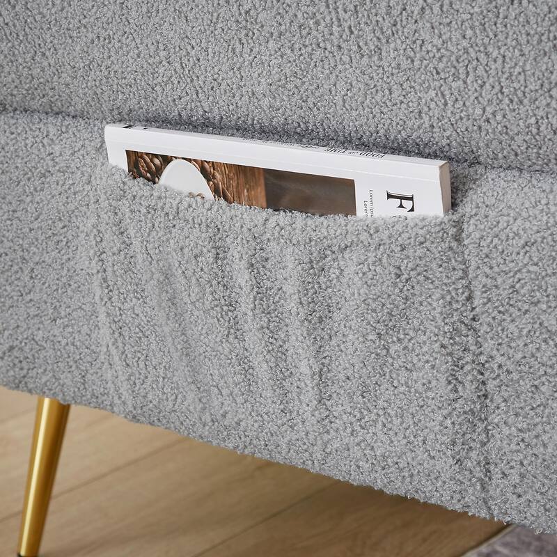 Modern Loveseat Sofa Bed - Teddy Upholstery with Side Pocket