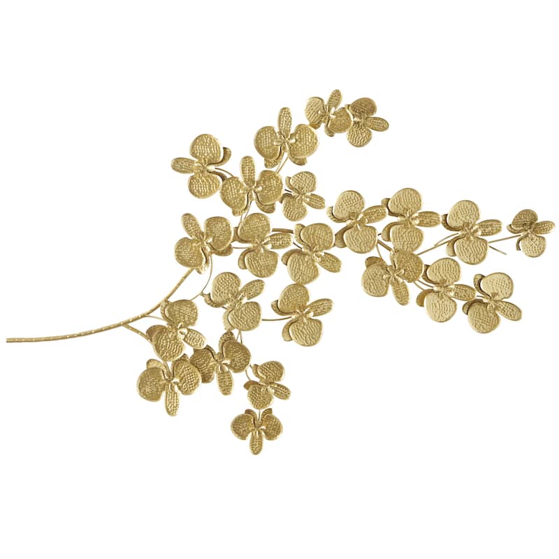 Metal Floral Orchid Home Wall Decor with Stem - Black or Gold - CosmoLiving by Cosmopolitan - Gold - 36"W, 60"H