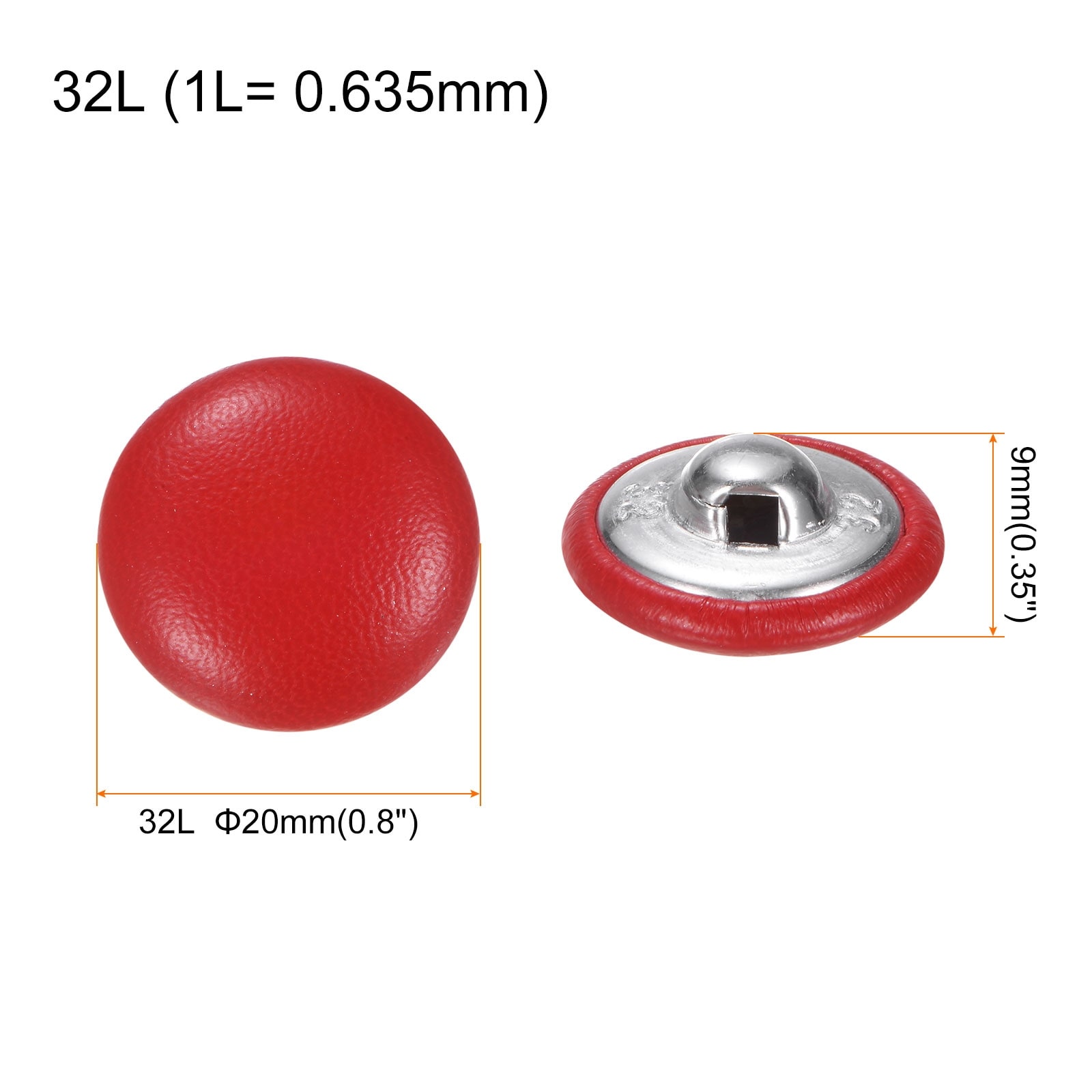 Leather Covered Button Metal Shank Round Sewing Buttons for Bridal Suits Dress Blouses Sewing - 20mm