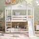 preview thumbnail 11 of 16, Twin Over Twin House Bunk Bed with Convertible Slide and Ladder, Detachable into Two Twin Beds - Fun Playhouse Design for Kids
