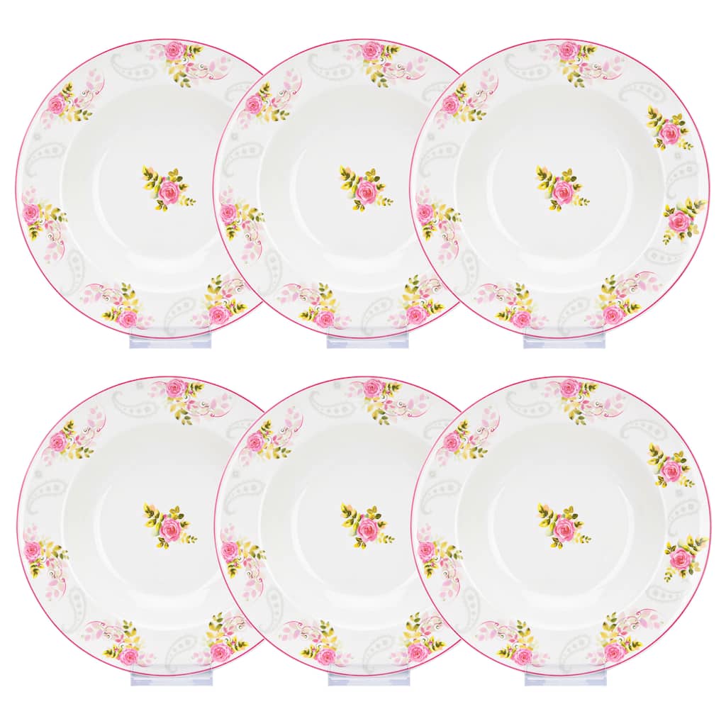 STP Goods Rose Garden Bone China Soup Plate Set of 6 - 8.5"