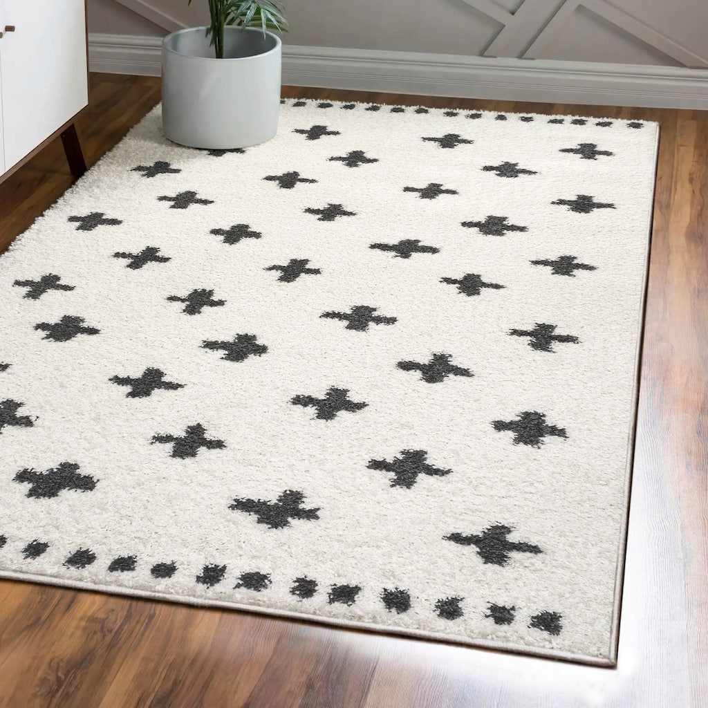 JONATHAN Y Calvia Berber Geometric Shag Area Rug