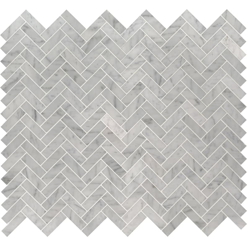 Ackland AKM-S-1X3HBP-CA 12" x 12" Marble Herringbone Wall Mosaic Tile - Auralie