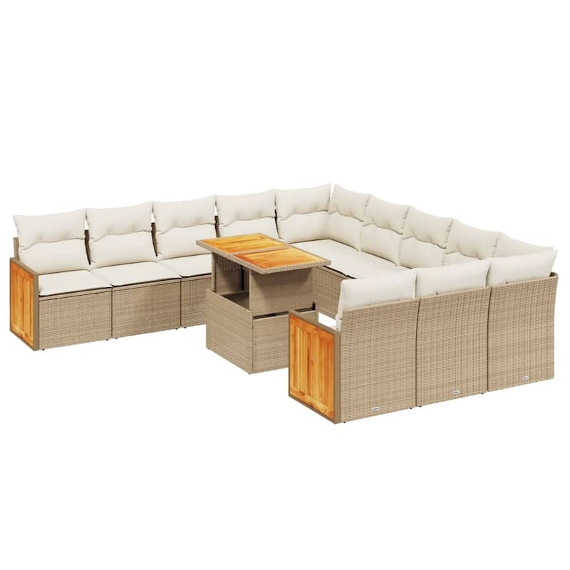 vidaXL Patio Sofa Set with Cushions Outdoor Furniture 11 Piece Poly Rattan - 21.7 x 39.4 x 28.7 in