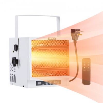 White 4800W Electric Garage Heater with Remote and Thermostat Control - 12.2 x 12.4 x 11 in