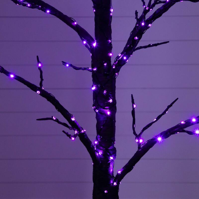 Pre-Lit Twig Artificial Halloween Tree - 5' - Multicolor LED Lights