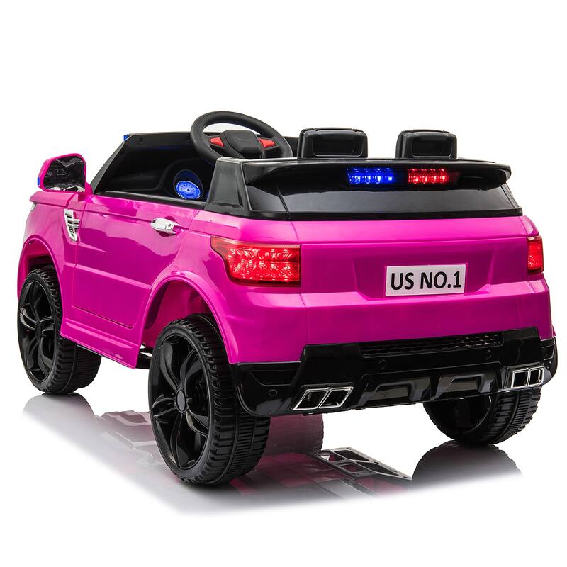 Kids Police Ride-On Car with Remote Control, Megaphone & Flashing Lights - Rose Red