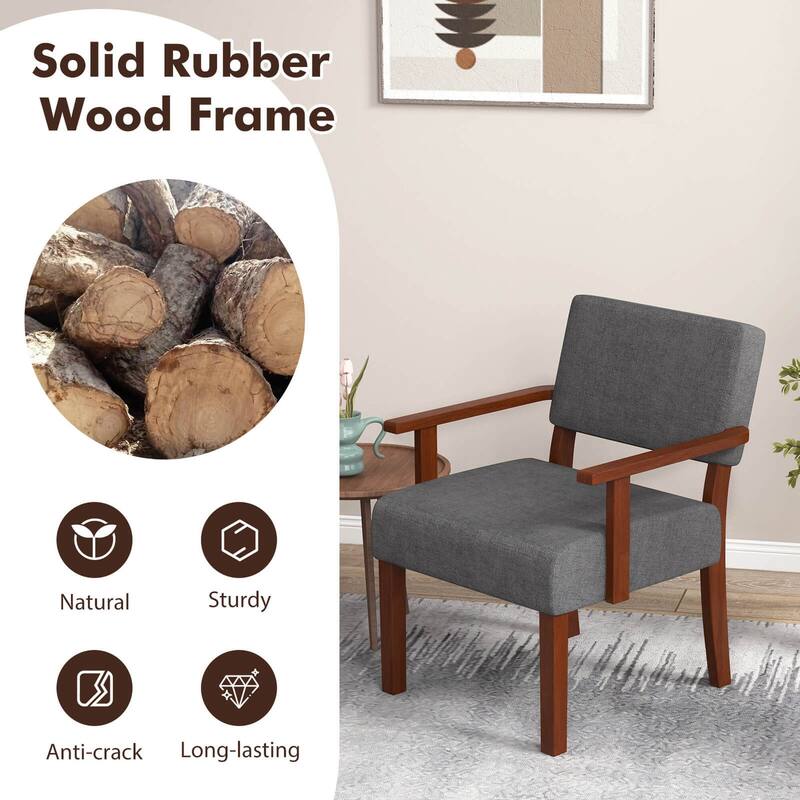 Costway Mid-Century Linen Accent Chair Living Room Chair with Soft - See Details