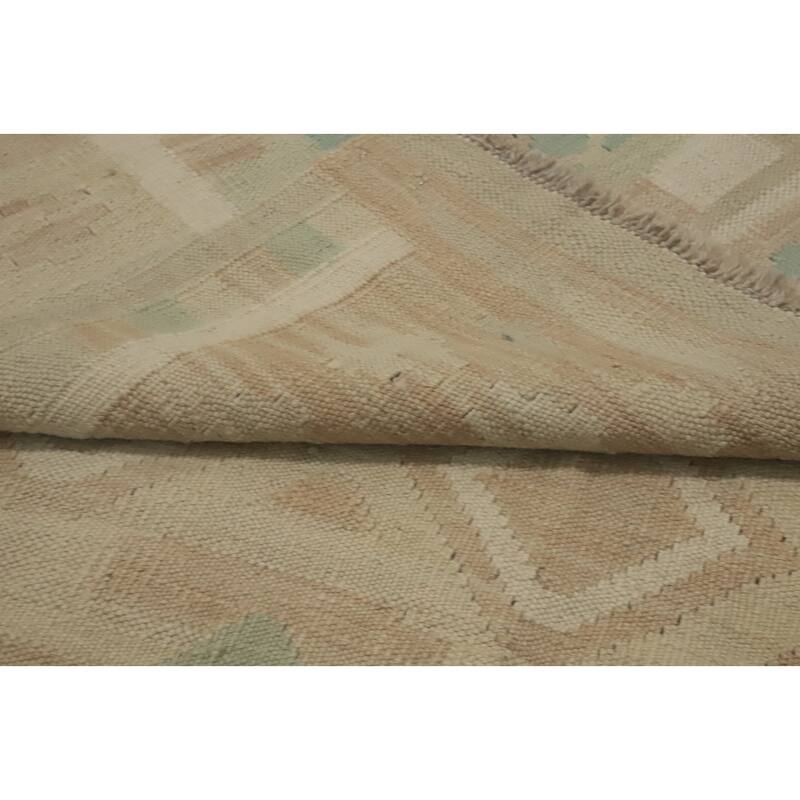 Hand Woven Oriental 100% Wool Carpet Southwestern Tribal Green Kilim Area Rug - 6' 8'' X 4' 7''